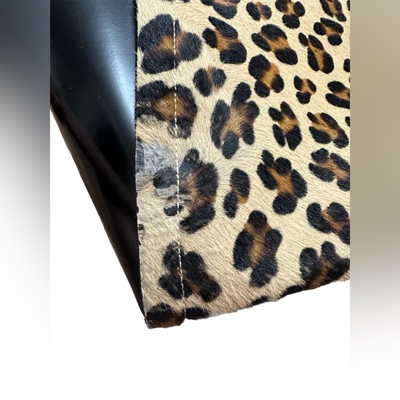 Genuine Leather Alberta Di Canio pony hair Leopard print Tote bag - Picture 5 of 8